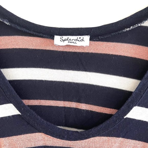 Splendid Stripe Shine Tee in Blue/White/ Rose Size S - Picture 5 of 9